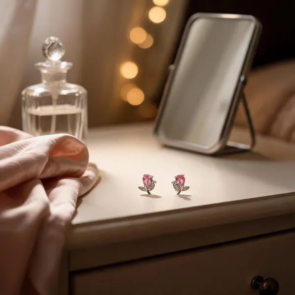 Delicate_Pink_Tulip_Stud_Earrings_Pink