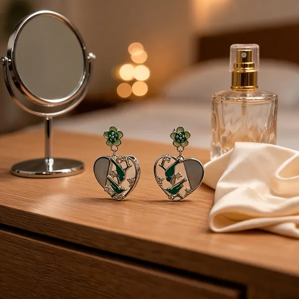 Lovebird_Heart_Dangle_Earrings_Green