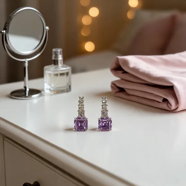 Asscher_Cut_Drop_Earrings_Purple