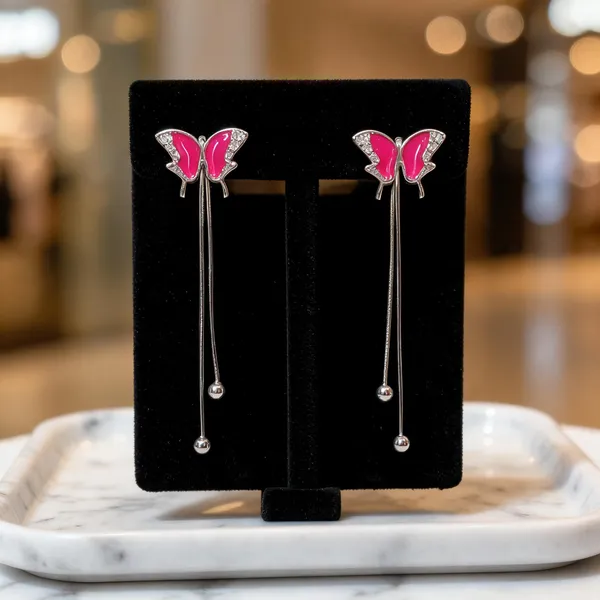 Vivid_Butterfly_Tassel_Earrings_Pink