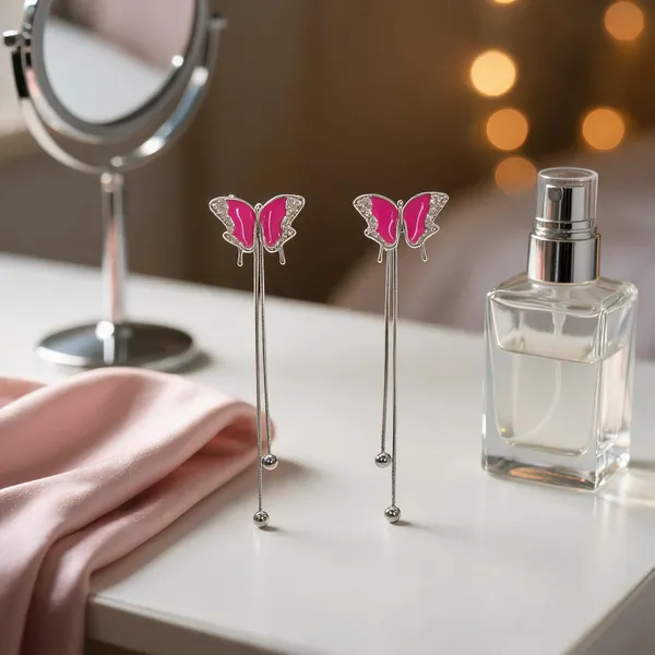 Vivid_Butterfly_Tassel_Earrings_Pink