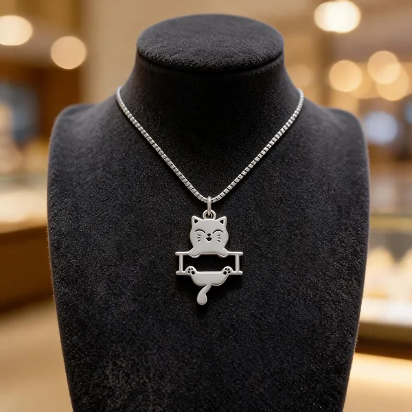 Silver_Playful_Cat_Outline_Pendant_Necklace
