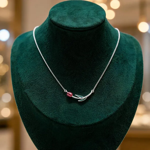 Silver_Curved_Enamel_Tulip_Stem_Necklace