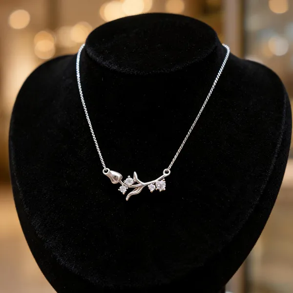 Silver_Sparkling_Flower_Branch_Pendant_Necklace