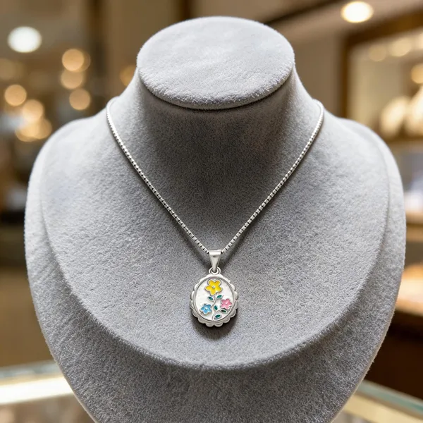Silver_Pastel_Floral_Enamel_Oval_Necklace