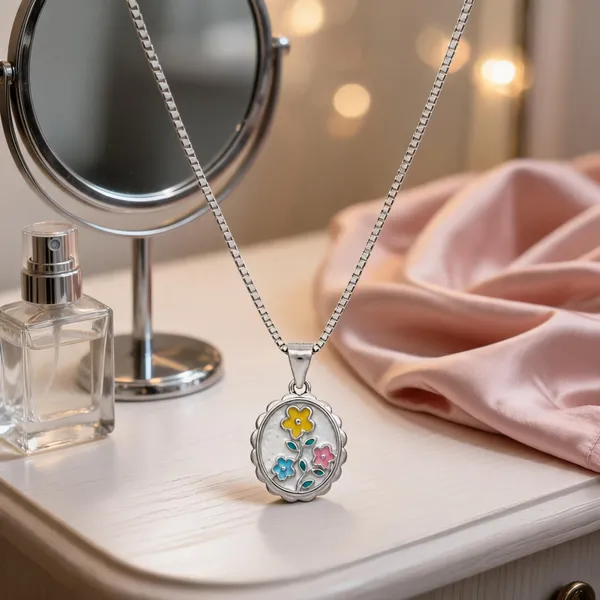 Silver_Pastel_Floral_Enamel_Oval_Necklace
