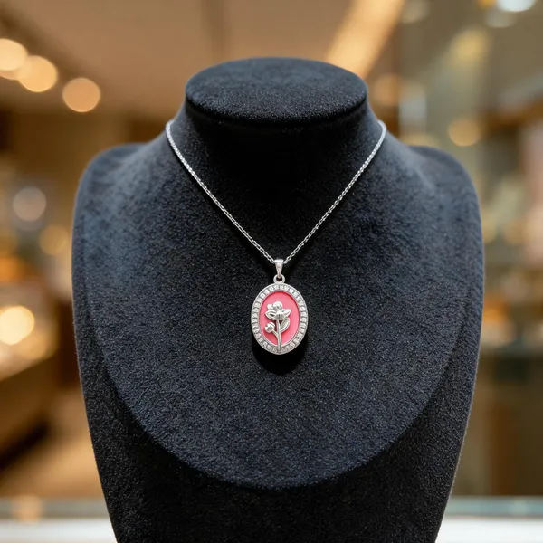 Silver_Halo_Oval_Pink_Floral_Necklace