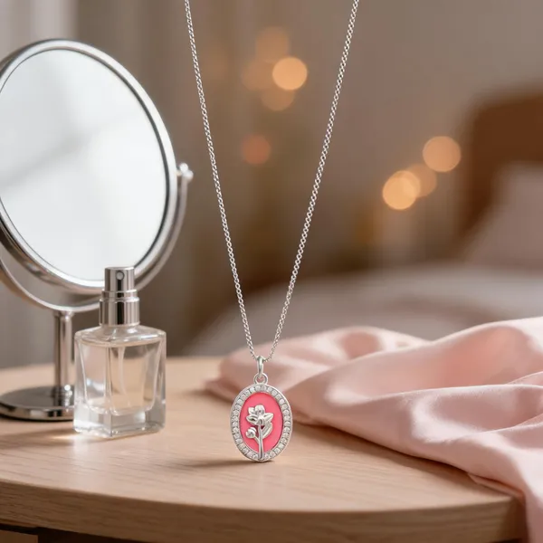 Silver_Halo_Oval_Pink_Floral_Necklace
