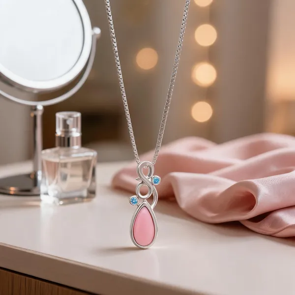 Silver_Infinity_Loop_Pink_Teardrop_Necklace