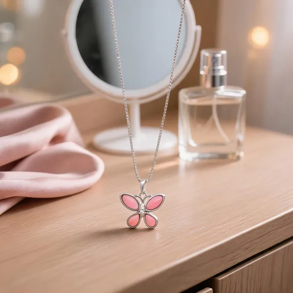 Silver_Pink_Stone_Butterfly_Charm_Necklace