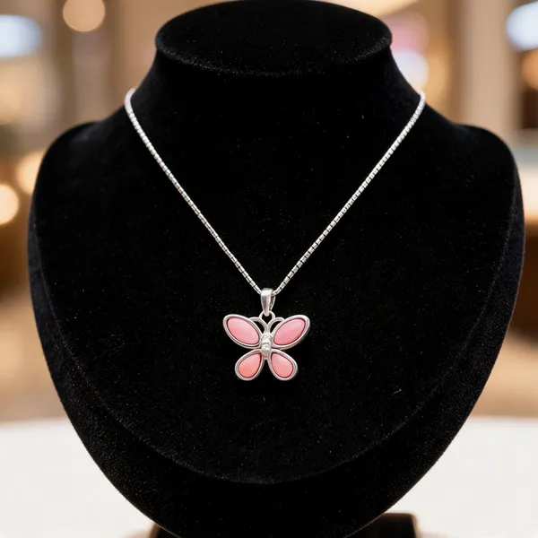 Silver_Pink_Stone_Butterfly_Charm_Necklace
