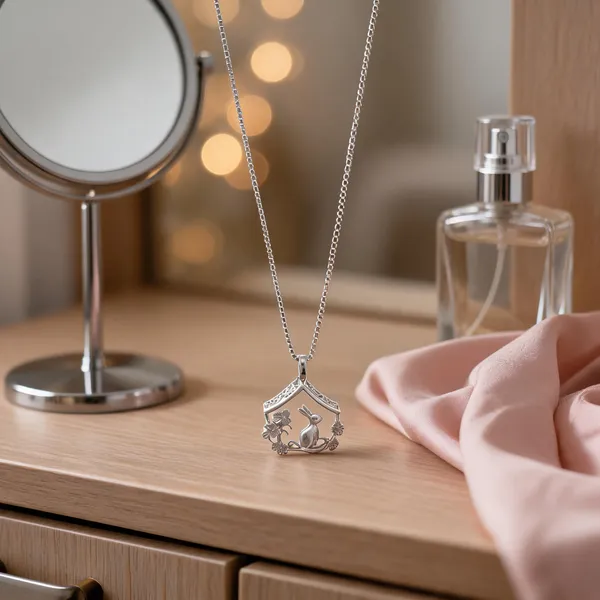 Silver_Bunny_In_Garden_Pendant_Necklace