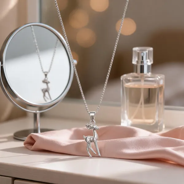 Silver_Delicate_Deer_Charm_Pendant_Necklace