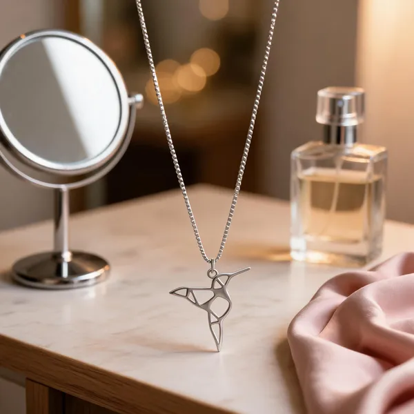 Geometric_Origami_Hummingbird_Silver_Pendant_Necklace