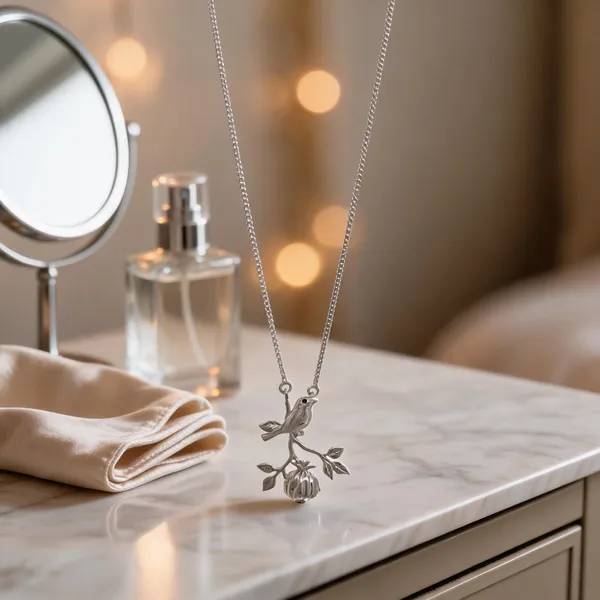 Bird_On_Branch_Silver_Pendant_Necklace