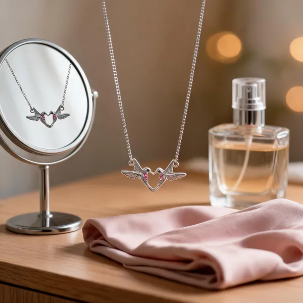 Kissing_Birds_Heart_Silver_Pendant_Necklace