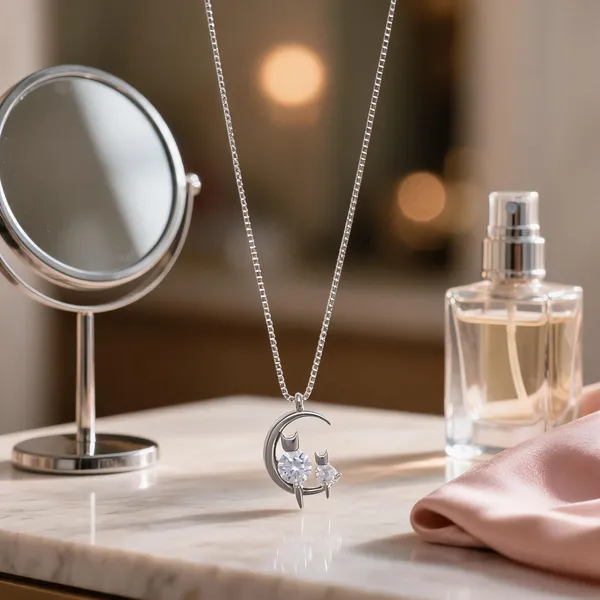 Sparkling_Cats_On_Crescent_Moon_Silver_Necklace