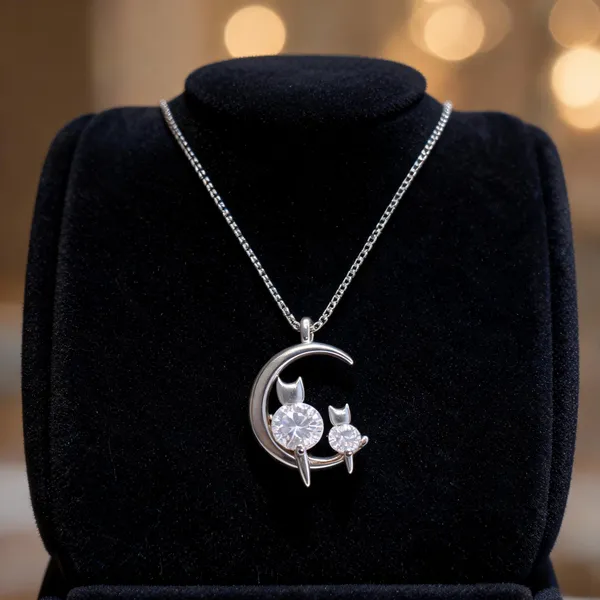 Sparkling_Cats_On_Crescent_Moon_Silver_Necklace
