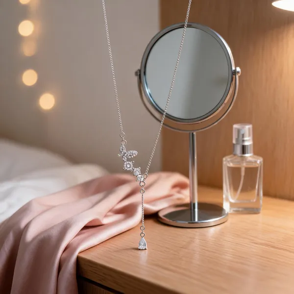 Asymmetric_Butterfly_And_Cz_Drop_Necklace