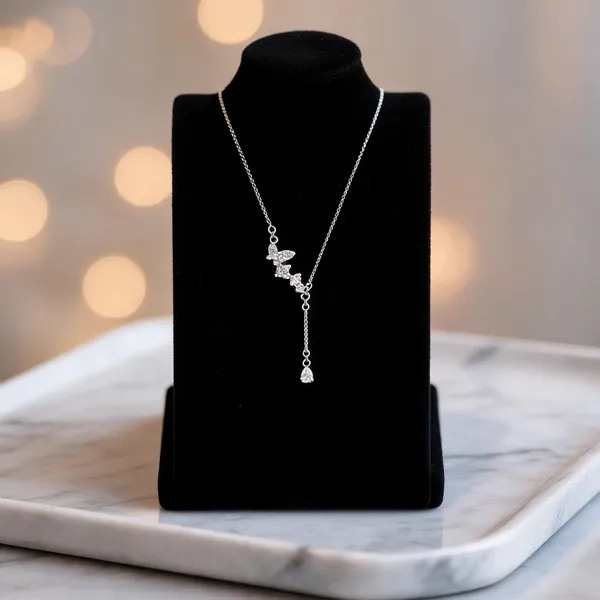 Asymmetric_Butterfly_And_Cz_Drop_Necklace