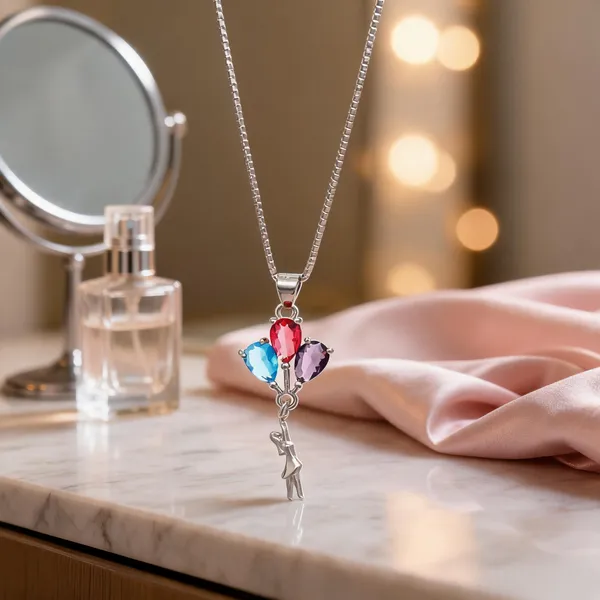 Whimsical_Multi_Color_Gemstone_Balloon_Silver_Pendant