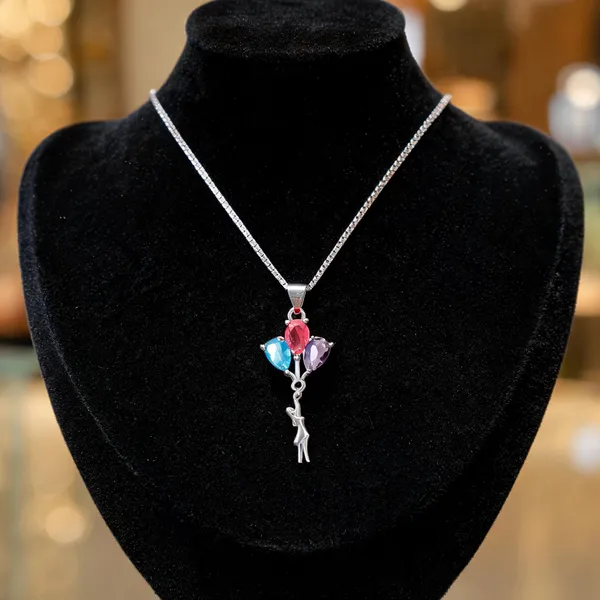 Whimsical_Multi_Color_Gemstone_Balloon_Silver_Pendant