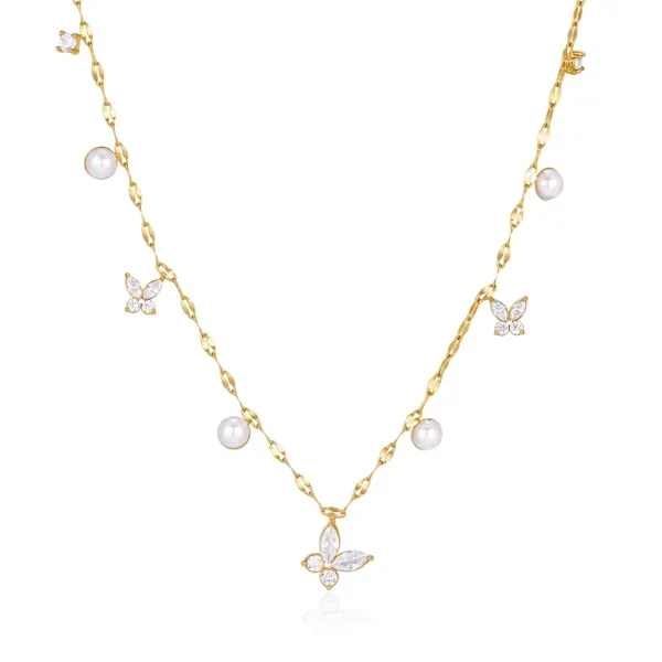 Pearl_Spark_Necklace__Necklace_gold_Stainless_steel