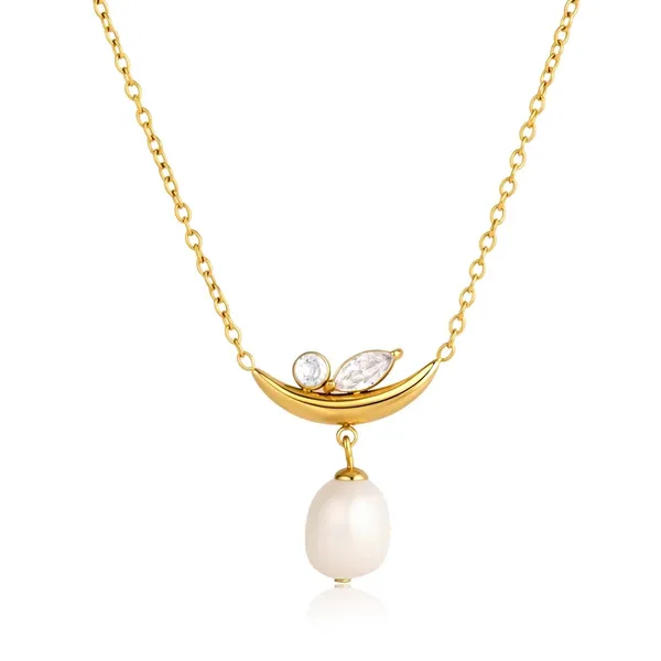 Pearl_Crescent_Necklace__Necklace_gold_Stainless_steel