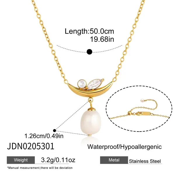 Pearl_Crescent_Necklace__Necklace_gold_Stainless_steel