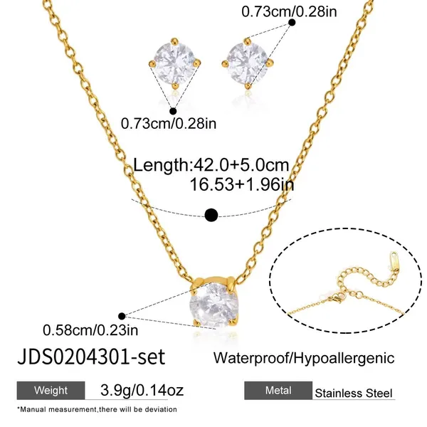 Round_Crystal_Jewelry_Set__Pendant__gold_Stainless_steel