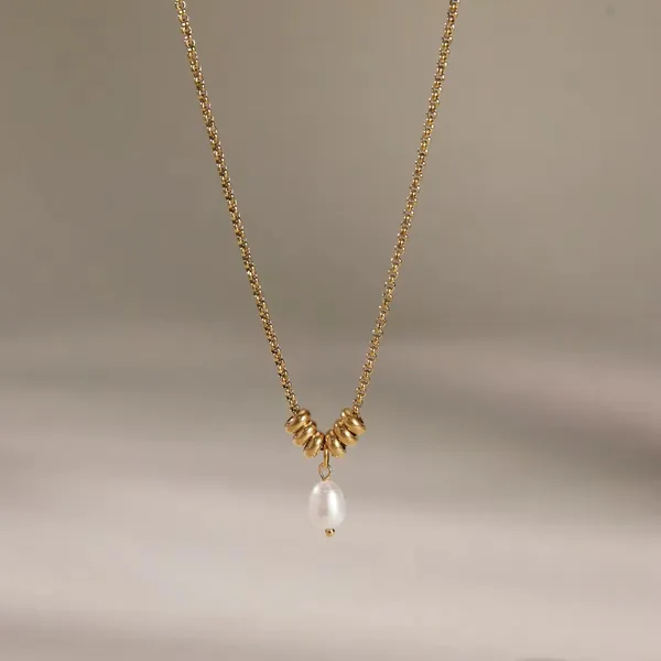 Golden_Bead_Pearl_Drop_Necklace__Necklace_gold_Stainless_steel