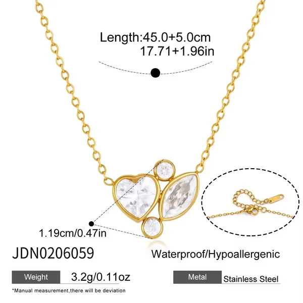 Floral_Heart_Crystal_Necklace__Necklace_gold_Stainless_steel