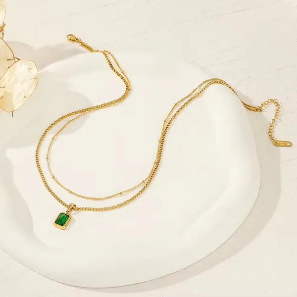 Emerald_Layered_Necklace__Necklace_gold_Stainless_steel