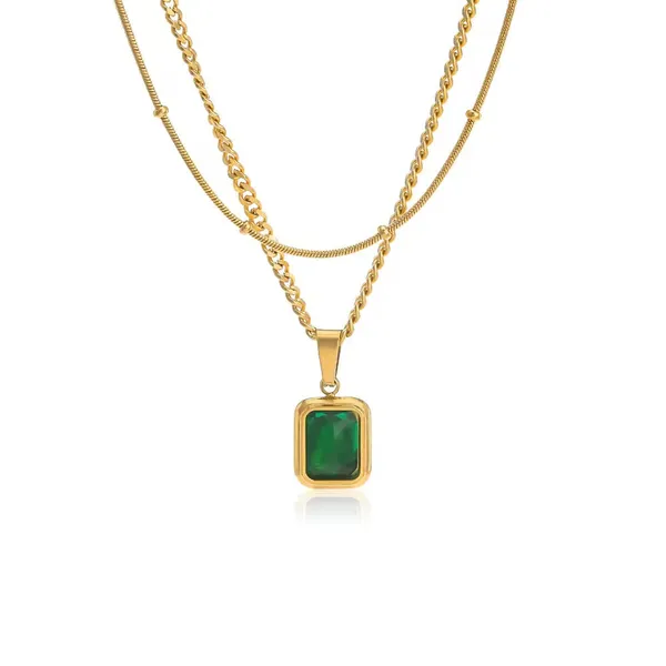 Emerald_Layered_Necklace__Necklace_gold_Stainless_steel