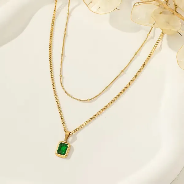 Emerald_Layered_Necklace__Necklace_gold_Stainless_steel