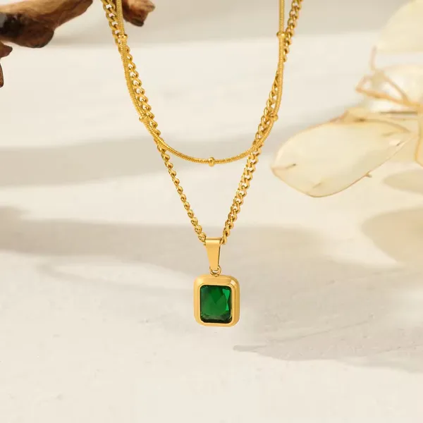 Emerald_Layered_Necklace__Necklace_gold_Stainless_steel
