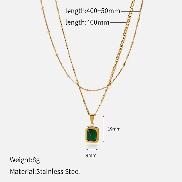 Emerald_Layered_Necklace__Necklace_gold_Stainless_steel
