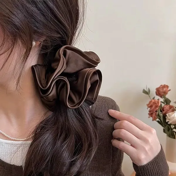 Blush_Satin_Scrunchie_Brown_Scrunchie__Brown_silk