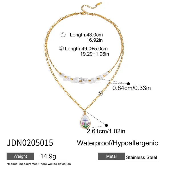 Paint_Drop_Pearls_Set__necklace_gold_Stainless_steel