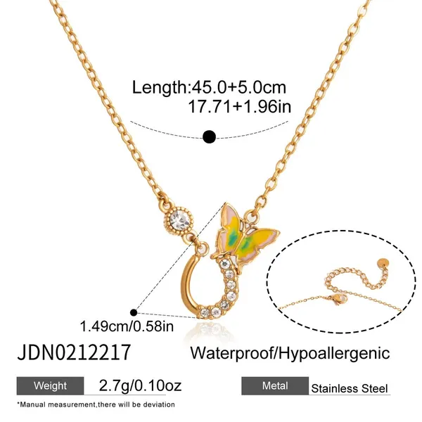 Butterfly_Spark_Necklace__Necklace_white_gold_Stainless_steel