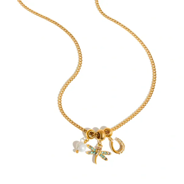 Dragonfly_Charm_Necklace__Necklace_gold_Stainless_steel