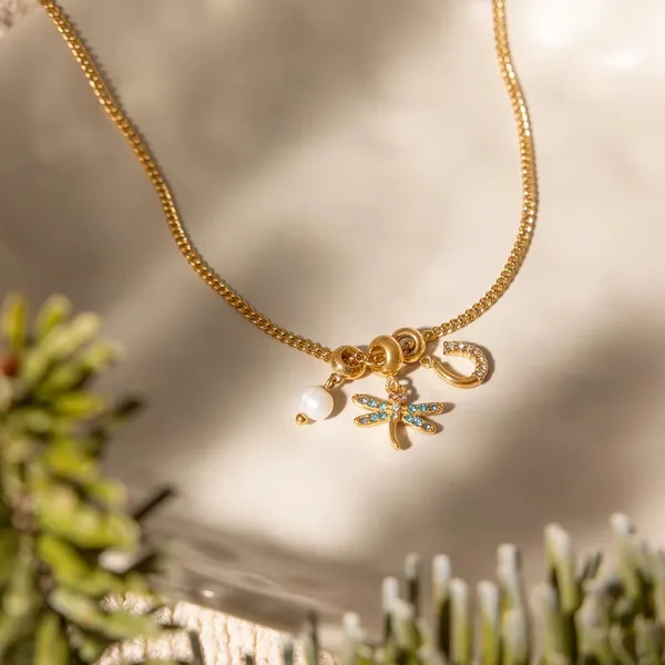 Dragonfly_Charm_Necklace__Necklace_gold_Stainless_steel