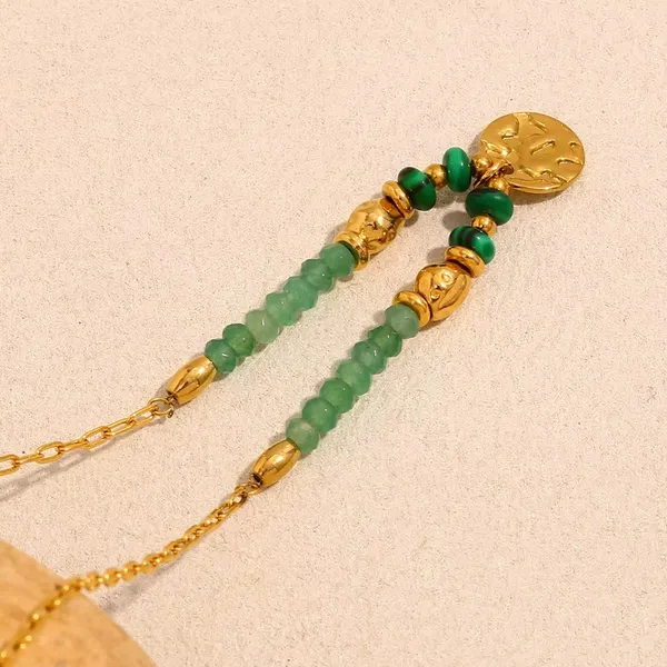 Beaded_Coin_Necklace__Necklace_gold_green_Stainless_steel