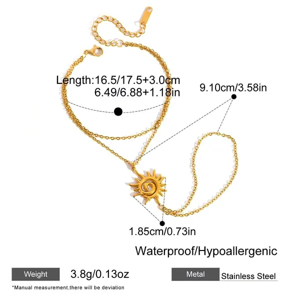 Sun_Charm_Hand_Chain__Bracelet__gold_Stainless_steel