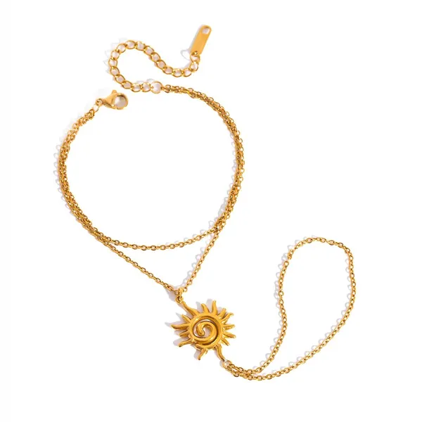 Sun_Charm_Hand_Chain__Bracelet__gold_Stainless_steel