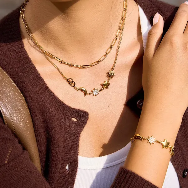 Celeste_Charm_Necklace__Necklace_gold_Stainless_steel