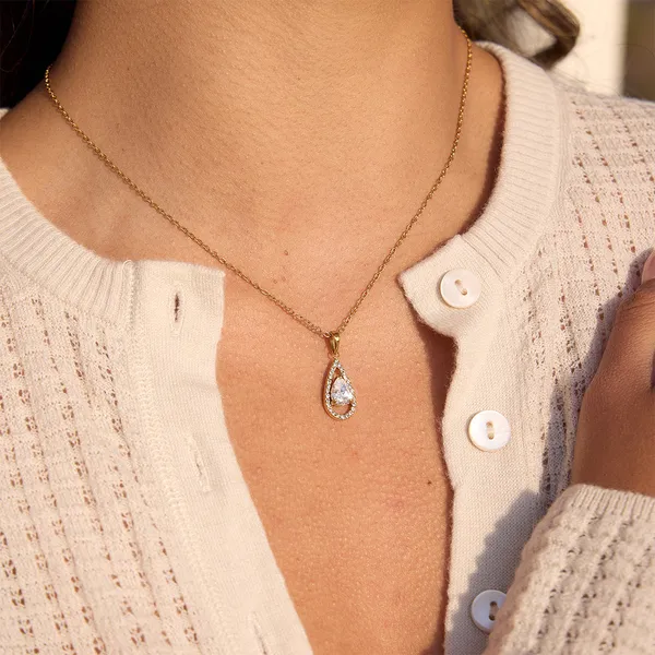 Crystal_Drop_Necklace__Necklace_gold_Stainless_steel
