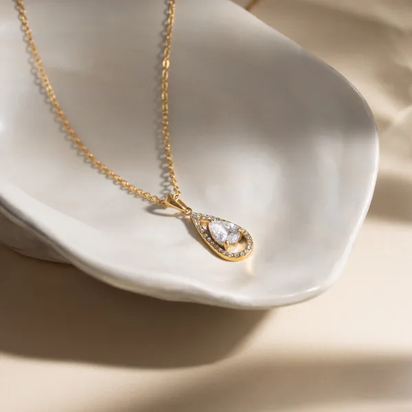 Crystal_Drop_Necklace__Necklace_gold_Stainless_steel