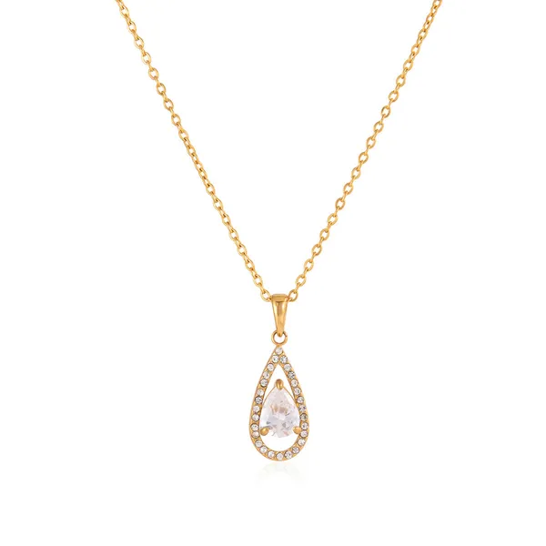 Crystal_Drop_Necklace__Necklace_gold_Stainless_steel