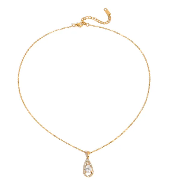 Crystal_Drop_Necklace__Necklace_gold_Stainless_steel